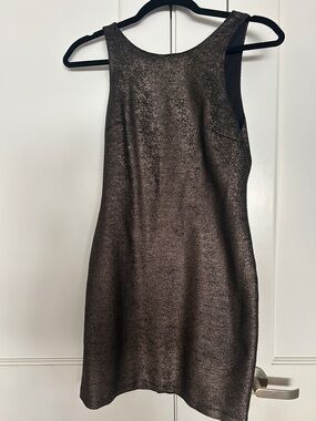 Halston Heritage Metallic Bronze Mini Dress